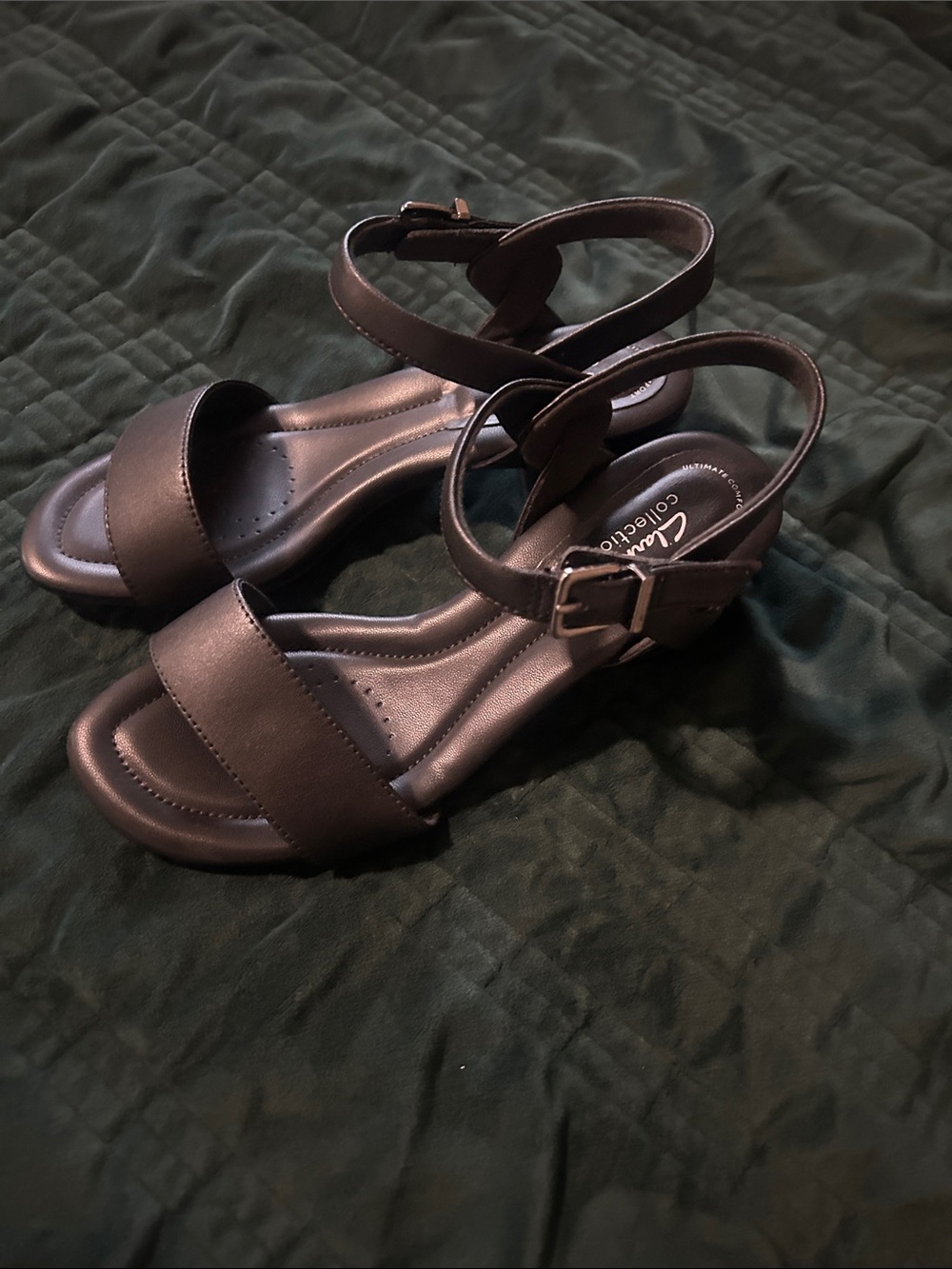 Clarks Black Ankle-Strap Open-Toe Sandals